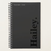 Monogram Classic Elegant Minimal Black Naam Planner (Voorkant)