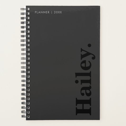 Monogram Classic Elegant Minimal Black Naam Planner (Voorkant)