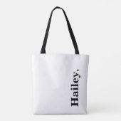 Monogram Classic Elegant Minimal Black Naam Tote Bag (Achterkant)