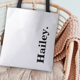 Monogram Classic Elegant Minimal Black Naam Tote Bag