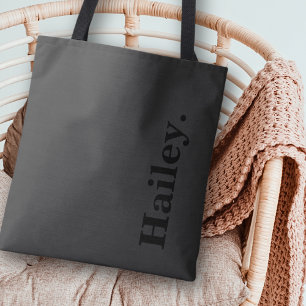 Monogram Classic Elegant Minimal Black Naam Tote Bag