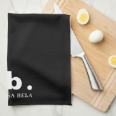 Monogram Classic Elegant Minimal Black & White Theedoek (Quarter Fold)