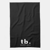 Monogram Classic Elegant Minimal Black & White Theedoek (Verticaal)