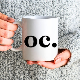 Monogram Classic Elegant Minimal Bold Zwart Wit Koffiemok