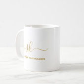 Monogram Classic Elegant Minimal Gold Script Koffiemok (Voorkant links)