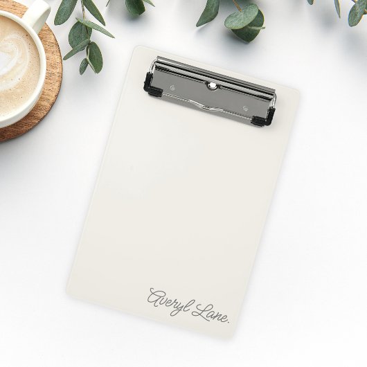 Monogram Classic Elegant Minimal Ivory Script Naam Mini Klembord