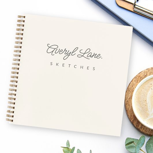 Monogram Classic Elegant Minimal Ivory Sketchbook Notitieboek