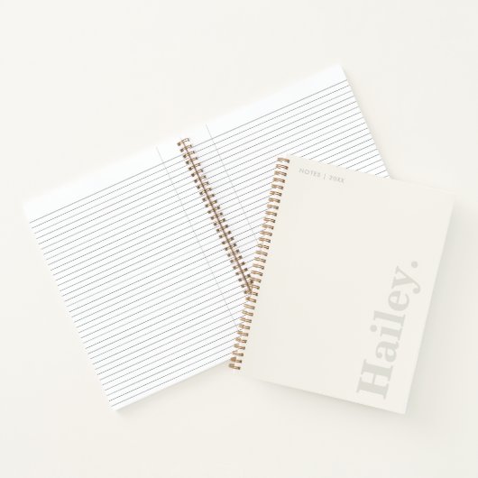 Monogram Classic Elegant Minimal Ivory White Naam Notitieboek (Binnen)