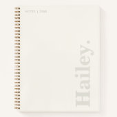 Monogram Classic Elegant Minimal Ivory White Naam Notitieboek (Voorkant)