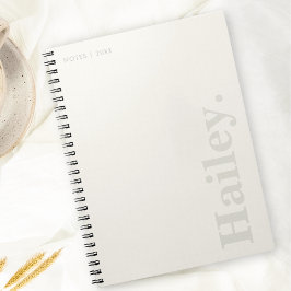 Monogram Classic Elegant Minimal Ivory White Naam Notitieboek