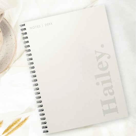 Monogram Classic Elegant Minimal Ivory White Naam Notitieboek