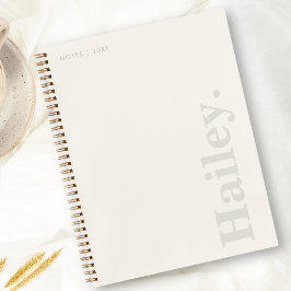 Monogram Classic Elegant Minimal Ivory White Naam Notitieboek