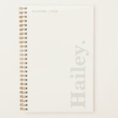 Monogram Classic Elegant Minimal Ivory White Naam Planner (Voorkant)