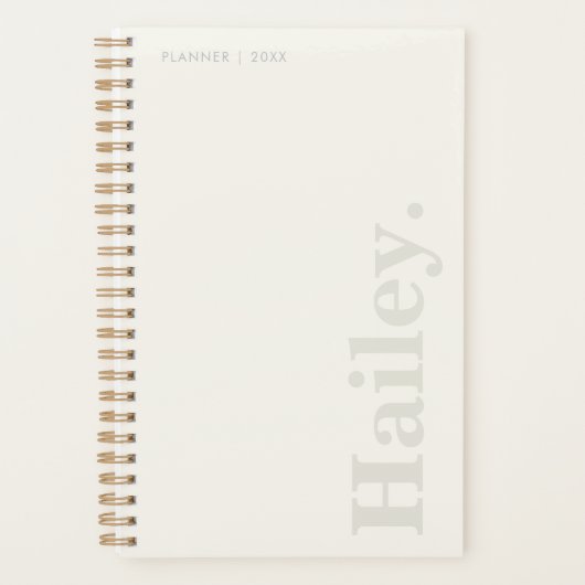 Monogram Classic Elegant Minimal Ivory White Naam Planner (Voorkant)