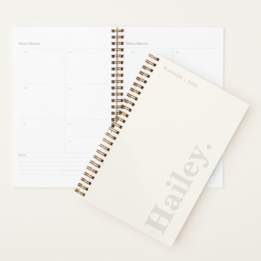 Monogram Classic Elegant Minimal Ivory White Naam Planner (Display)