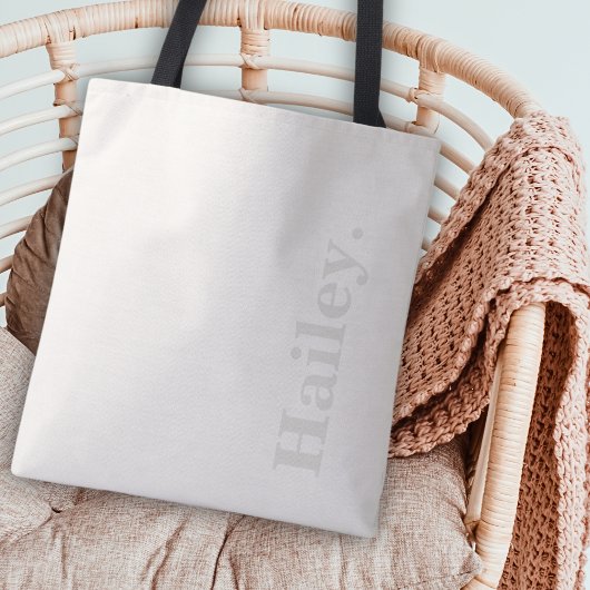 Monogram Classic Elegant Minimal Ivory White Naam Tote Bag