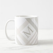 Monogram Classic Elegant Minimal White Plaid Naam Koffiemok (Links)