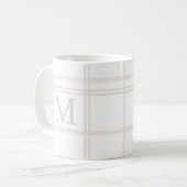 Monogram Classic Elegant Minimal White Plaid Naam Koffiemok (Voorkant links)