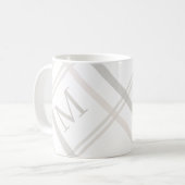 Monogram Classic Elegant Minimal White Plaid Naam Koffiemok (Voorkant links)