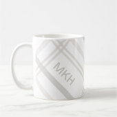 Monogram Classic Elegant Minimal White Plaid Naam Koffiemok (Links)