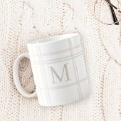 Monogram Classic Elegant Minimal White Plaid Naam Koffiemok