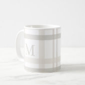 Monogram Classic Elegant Minimal White Plaid Naam Koffiemok (Voorkant links)