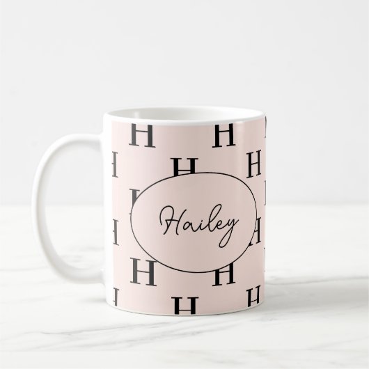 Monogram Classic Elegant Schattige Script Naam Koffiemok (Links)