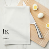 Monogram Classic Elegant Simple Minimalist Ivory Theedoek (Quarter Fold)