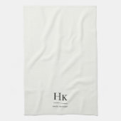 Monogram Classic Elegant Simple Minimalist Ivory Theedoek (Verticaal)