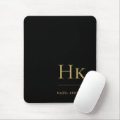 Monogram Classic Elegant Zwart Goud Initialen Muismat (Met muis)