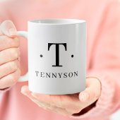 Monogram Classic Elegant Zwart Wit Initiaal Naam Koffiemok