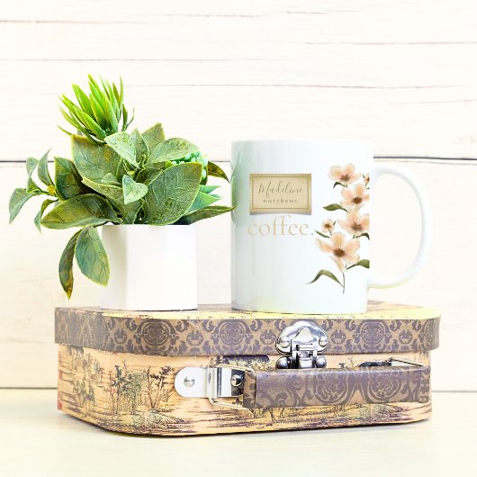 Monogram Classic Elegante  Bloemen Koffie Mok