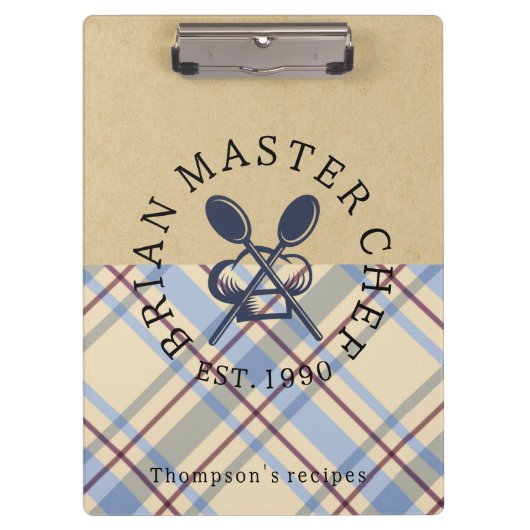 Monogram classic farmhouse style kraft paper Plaid Klembord (Voorkant)