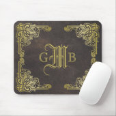 Monogram Classic Gold Lijst Antiek Leder Fancy Muismat (Met muis)