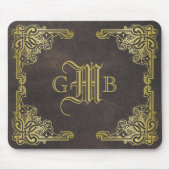 Monogram Classic Gold Lijst Antiek Leder Fancy Muismat (Voorkant)