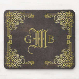 Monogram Classic Gold Lijst Antiek Leder Fancy Muismat