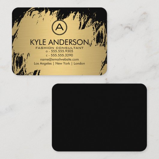 Monogram Classic Gold Lux Geborsteld Visitekaartje (Voorkant / Achterkant)