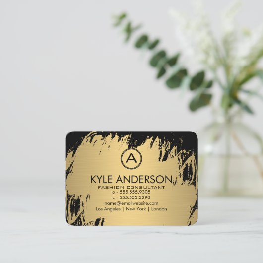 Monogram Classic Gold Lux Geborsteld Visitekaartje (Staand voorkant)