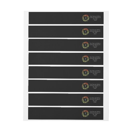 Monogram Classic Holly WreatCustom Kerstmis (Vel)