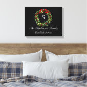 Monogram Classic Holly WreatCustom Kerstmis Canvas Afdruk (Insitu (Slaapkamer))