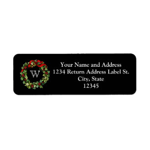 Monogram Classic Holly WreatCustom Kerstmis Etiket