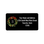 Monogram Classic Holly WreatCustom Kerstmis Etiket (Voorkant)