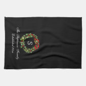 Monogram Classic Holly WreatCustom Kerstmis Theedoek (Horizontaal)