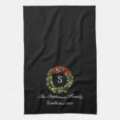 Monogram Classic Holly WreatCustom Kerstmis Theedoek (Verticaal)