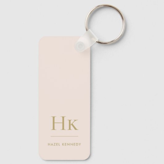Monogram Classic Modern Minimalist Blush Gold Naam Sleutelhanger (Achterkant)
