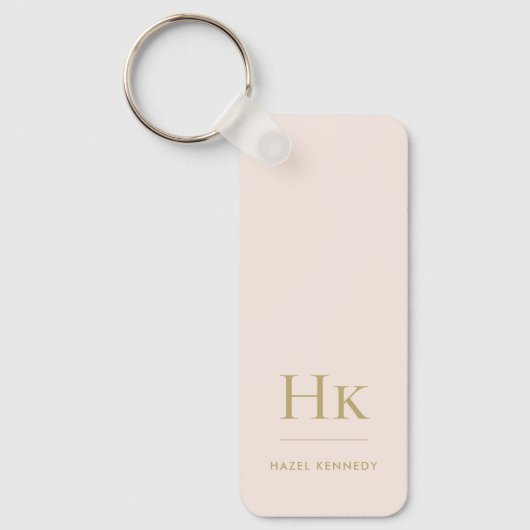 Monogram Classic Modern Minimalist Blush Gold Naam Sleutelhanger (Voorkant)