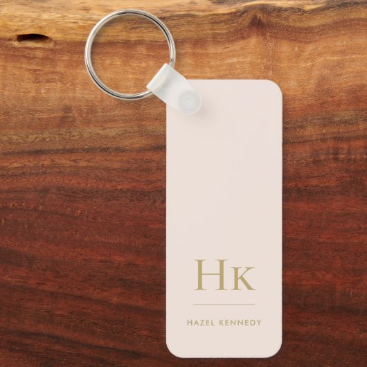 Monogram Classic Modern Minimalist Blush Gold Naam Sleutelhanger (Voorkant)