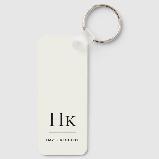 Monogram Classic Modern Minimalist Initials Ivory Sleutelhanger (Achterkant)