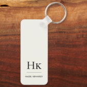 Monogram Classic Modern Minimalist Initials Ivory Sleutelhanger (Achterkant)