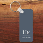 Monogram Classic Modern Minimalist Navy and White Sleutelhanger (Voorkant)